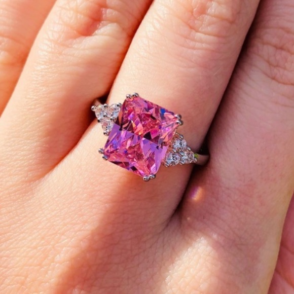 NEW Princess Cut Sapphire Sterling Silver Ring - Picture 6 of 6